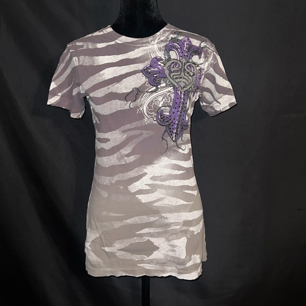 Sinful Striped Rhinestone Shirt -Medium